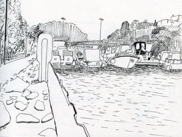 Drawing titled "Montbéliard, port d…" by Denis Demouge, Original Artwork