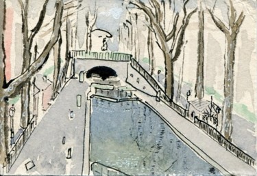 Drawing titled "Paris, Canal St Mar…" by Denis Demouge, Original Artwork, Other