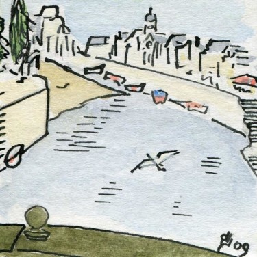 Drawing titled "Trouville depuis le…" by Denis Demouge, Original Artwork