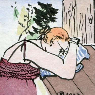 Zeichnungen mit dem Titel "Suzanne dort à la P…" von Denis Demouge, Original-Kunstwerk