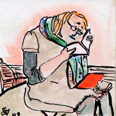 Drawing titled "Suzanne lit un plan…" by Denis Demouge, Original Artwork