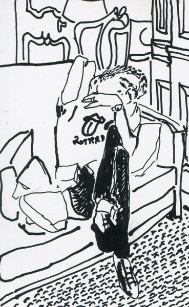 Dessin intitulée "David endormi rue P…" par Denis Demouge, Œuvre d'art originale