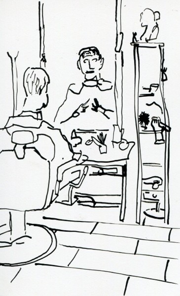 Dessin intitulée "Client du barbier d…" par Denis Demouge, Œuvre d'art originale