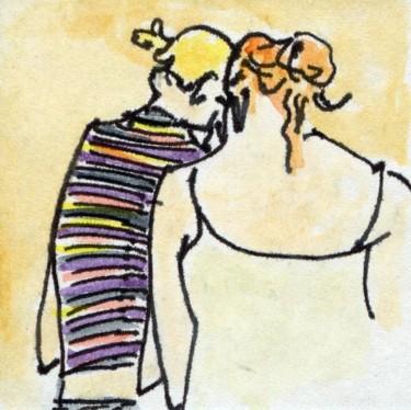 Dessin intitulée "Clara et Suzanne à…" par Denis Demouge, Œuvre d'art originale