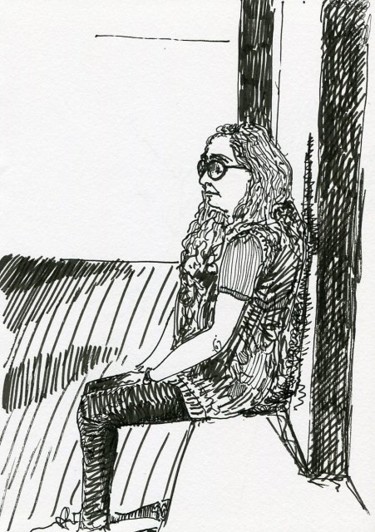 Zeichnungen mit dem Titel "Suzanne en attente…" von Denis Demouge, Original-Kunstwerk