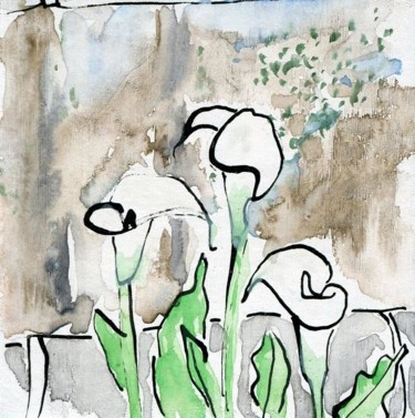 Dessin intitulée "Arums" par Denis Demouge, Œuvre d'art originale