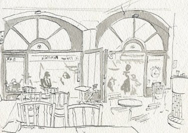 Zeichnungen mit dem Titel "Bar restaurant le 1…" von Denis Demouge, Original-Kunstwerk