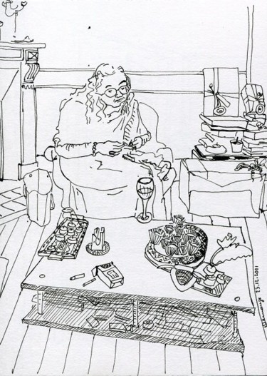 Drawing titled "Suzanne et ses trav…" by Denis Demouge, Original Artwork