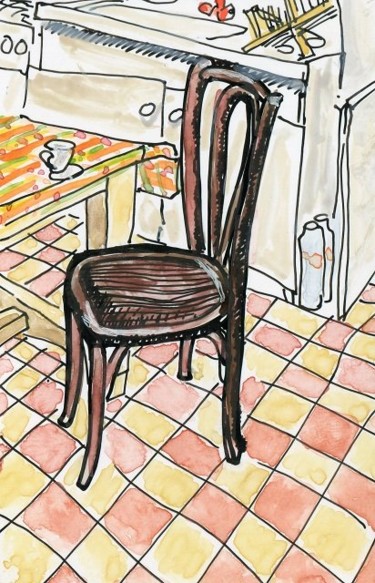 Dessin intitulée "Une chaise dans la…" par Denis Demouge, Œuvre d'art originale