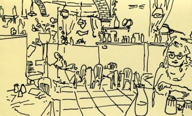 Zeichnungen mit dem Titel "Osteria a piedi par…" von Denis Demouge, Original-Kunstwerk