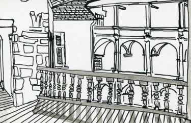 Zeichnungen mit dem Titel "Maison carrée de Nay" von Denis Demouge, Original-Kunstwerk