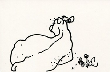 Dessin intitulée "Quatrième vache du…" par Denis Demouge, Œuvre d'art originale