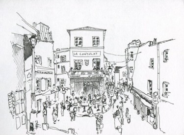 Drawing titled "Paris, restaurant l…" by Denis Demouge, Original Artwork
