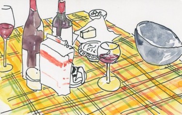 Dessin intitulée "Table avant la fabr…" par Denis Demouge, Œuvre d'art originale