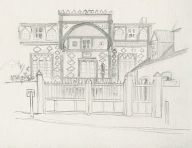 Disegno intitolato "Villa persane, Trou…" da Denis Demouge, Opera d'arte originale