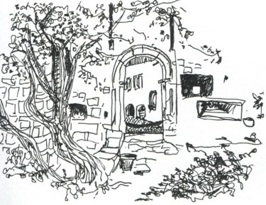 Zeichnungen mit dem Titel "Entrée du château d…" von Denis Demouge, Original-Kunstwerk