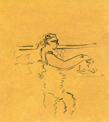 Drawing titled "Suzanne à la piscin…" by Denis Demouge, Original Artwork