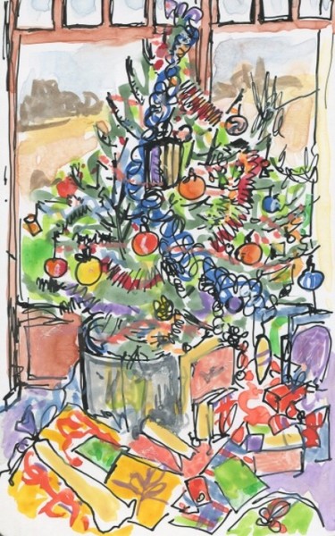 Dessin intitulée "Noël aux Mardelles,…" par Denis Demouge, Œuvre d'art originale