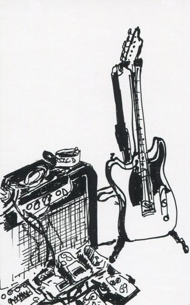 Rysunek zatytułowany „Guitare Gibson et a…” autorstwa Denis Demouge, Oryginalna praca