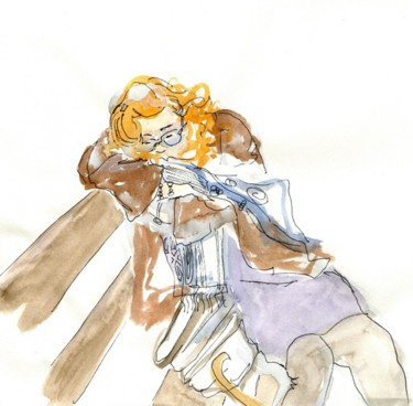 Disegno intitolato "suzanne endormie fa…" da Denis Demouge, Opera d'arte originale, Altro