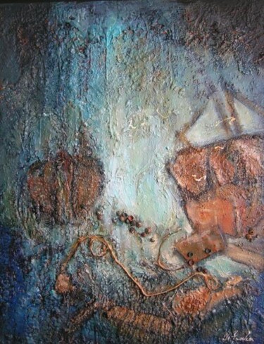 Картина под названием "Épave de chalutier…" - Denise Faucher, Подлинное произведение искусства, Масло