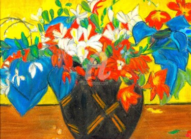 Pittura intitolato "Fleurs" da Denise Félicité, Opera d'arte originale, Olio