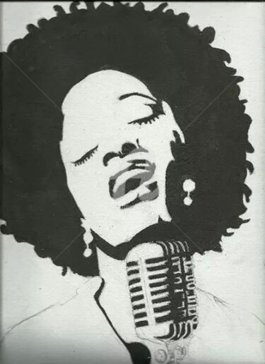 Peinture intitulée "chanteuse-afro.jpg" par Denise Félicité, Œuvre d'art originale