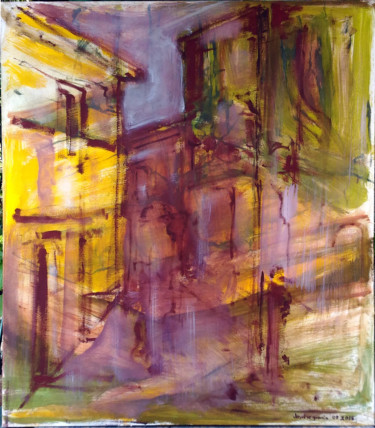 Pittura intitolato "paesaggio-urbano" da Denise Gemin, Opera d'arte originale, Olio