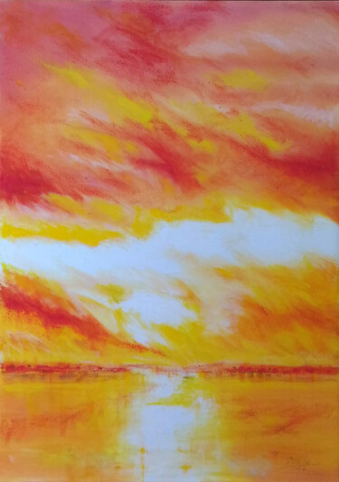 Pittura intitolato "sunset" da Denise Gemin, Opera d'arte originale, Olio