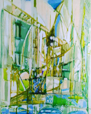 Malerei mit dem Titel "Spring in town" von Denise Gemin, Original-Kunstwerk, Öl