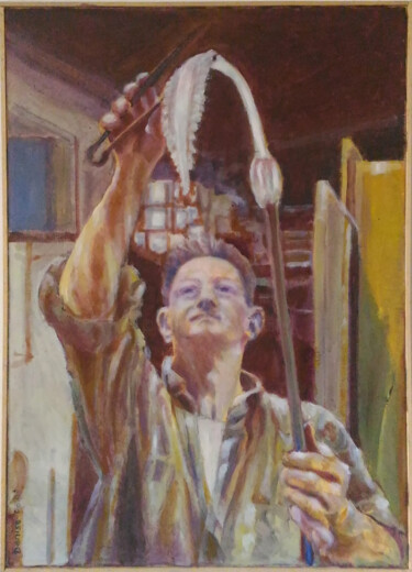 Peinture intitulée "Murano glassmaster" par Denise Gemin, Œuvre d'art originale, Huile