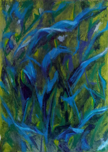 Peinture intitulée "Green maize" par Denise Gemin, Œuvre d'art originale, Acrylique