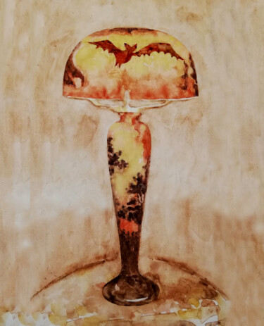 Peinture intitulée "Gallé lamp.jpg" par Denise Gemin, Œuvre d'art originale, Aquarelle