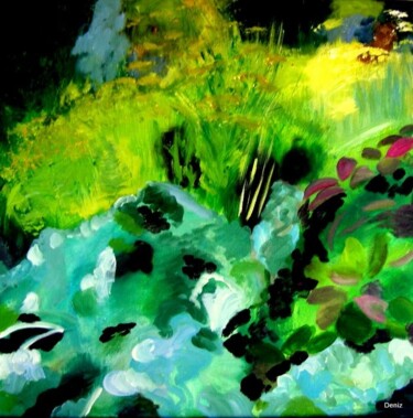Peinture intitulée "Black green" par Denise Guilhaumon, Œuvre d'art originale