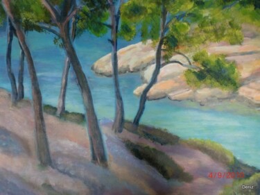 Painting titled "Calanques" by Denise Guilhaumon, Original Artwork