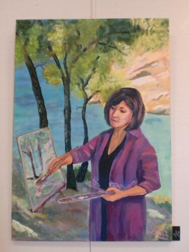 Painting titled "Autoportrait Clamar…" by Denise Guilhaumon, Original Artwork