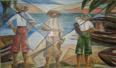 Painting titled "PESCADORES" by Denise Helena Ckless, Original Artwork