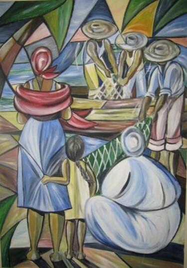Painting titled "MULHERES DE PESCADO…" by Denise Helena Ckless, Original Artwork