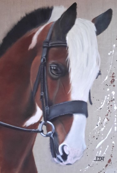 Pintura titulada "Cheval marron blanc" por Denise-Jane Hosotte, Obra de arte original, Oleo