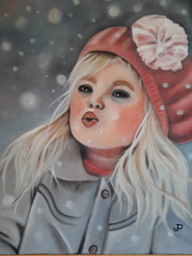 Painting titled "Souffle de neige" by Denise-Jane Hosotte, Original Artwork, Oil