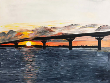 "Pont de l'île de Ré" başlıklı Tablo Denise Latour tarafından, Orijinal sanat, Petrol