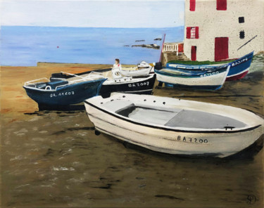 Painting titled "Port de Guethary" by Denise Latour, Original Artwork, Oil