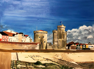 Peinture intitulée "Tours de la Rochelle" par Denise Latour, Œuvre d'art originale, Huile