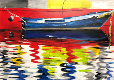 Картина под названием "Bateau de pêche à F…" - Denise Latour, Подлинное произведение искусства, Масло