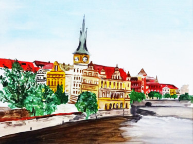 Painting titled "Prague" by Denise Latour, Original Artwork, Oil