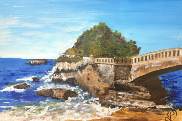 Peinture intitulée "Biarritz Rocher de…" par Denise Latour, Œuvre d'art originale, Huile