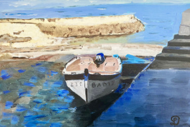 Painting titled "Guethary Port" by Denise Latour, Original Artwork, Oil