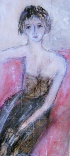 Painting titled "la petite robe noire" by Denise Louin-Lecoeur, Original Artwork