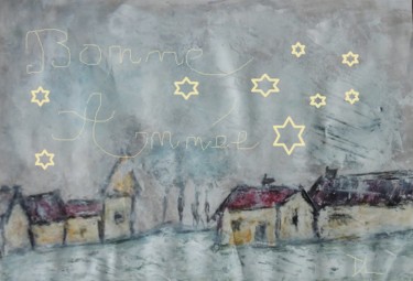 Peinture intitulée "Petit hameau" par Denise Louin-Lecoeur, Œuvre d'art originale, Acrylique