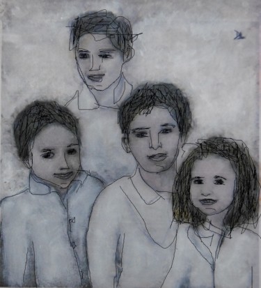 Painting titled "photo de classe" by Denise Louin-Lecoeur, Original Artwork